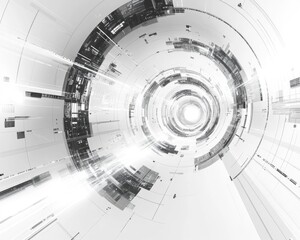 Abstract Technology Background with Circular Patterns and Light Effects