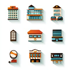 Hotel icons set cut out isolated on white background
