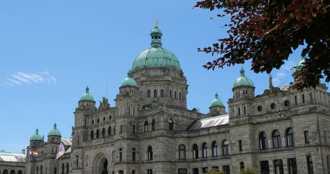 Chateauesque style architecture of the Parliament Buildings, Victoria, Canada, British Columbia