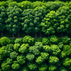 Aerial View Lush Green Forest Trees
