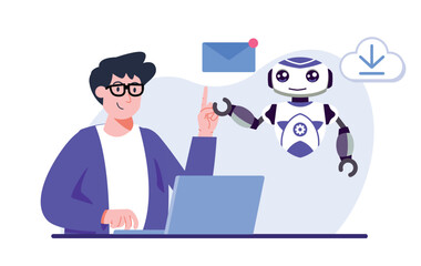 Engaging User with AI Robot for Email Management and File Downloads