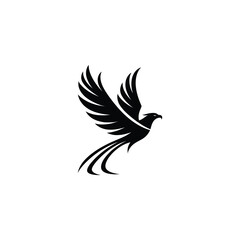 Elegant Flying Eagle Silhouette Logo - Black and White Vector Design