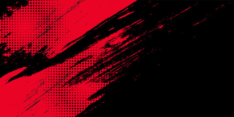 Black and red abstract grunge background with halftone style.