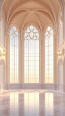 Obraz premium Light illuminates an opulent interior with high arched windows gracefully