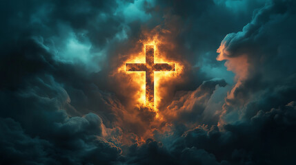 Fototapeta premium A devoted person kneels in prayer, bathed in golden light, surrounded by divine radiance, doves, and heavenly rays, evoking sacred serenity and God’s love.