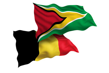Obraz premium Guyana and Belgium Friendship Flags Diplomatic Relations of Two countries, Sports competition