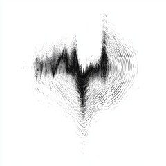 Obraz premium Black and White Heartbeat Waveform Illustration on White Background in Abstract Style