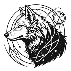 Mystical Wolf with Cosmic Design