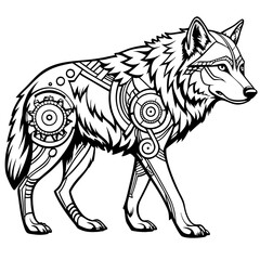Mystical Wolf with Cosmic Design