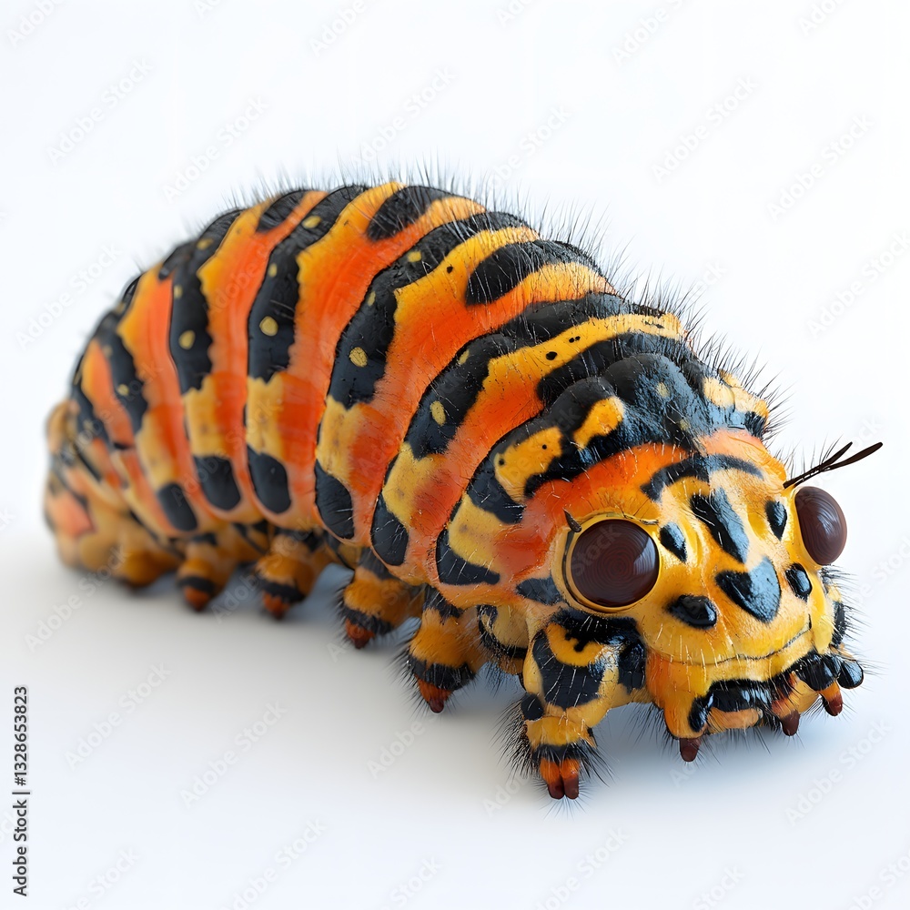 Poster close-up macro shot of a vividly colored caterpillar. the insect's intricate details are striking. d