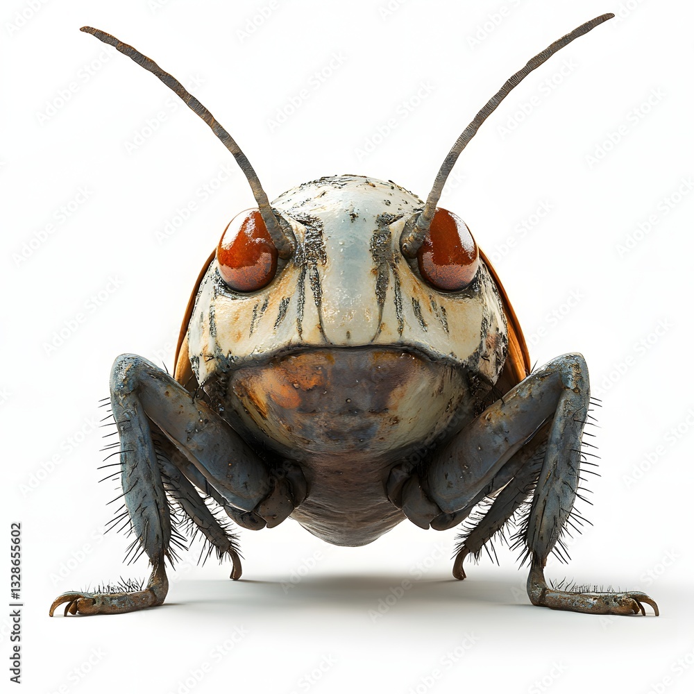 Poster a detailed 3d render of an insect in a striking pose against a white background. high-quality image 