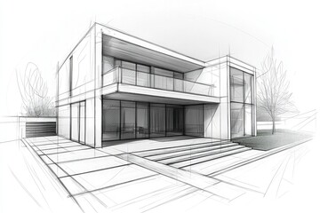 Architectural sketch of a house