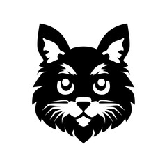 Vector illustration of a cat's head silhouette in black on a white background.Vector illustration of a cat's head silhouette in black on a white background.