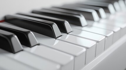 Fingers hover over meticulously arranged black and white piano keys, showcasing the instrument’s elegant design and inviting musical creativity