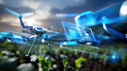 Innovative drone technology enhancing agricultural practices farm fields digital imagery natural environment close-up view precision farming