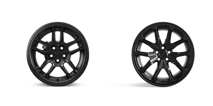  Sleek Black Alloy Wheel with Mulch-Spoke Design on a transparent background - Powered by Adobe