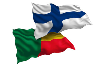 Fototapeta premium Finland and Benin Friendship Flags Diplomatic Relations of Two countries, Sports competition