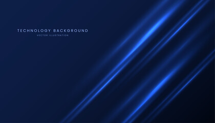 Obraz premium Abstract technology background with diagonal blue light beam lines.