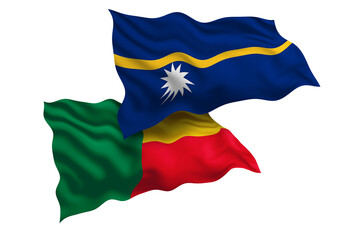 Fototapeta premium Nauru and Benin Friendship Flags Diplomatic Relations of Two countries, Sports competition