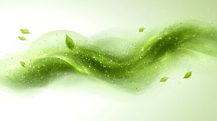 Flowing green waves abstract art digital background peaceful environment top view nature concept