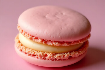 Delicious pink macaron creation bakery kitchen food photography bright setting close-up shot
