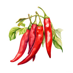 Digital technology chilli watercolor design illustration