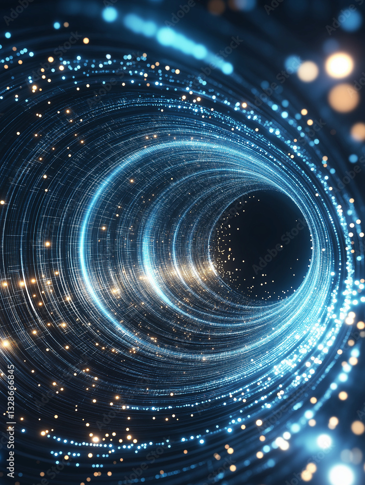Poster tunnel of technology: a mesmerizing, futuristic digital tunnel, showcasing intricate lines of light 