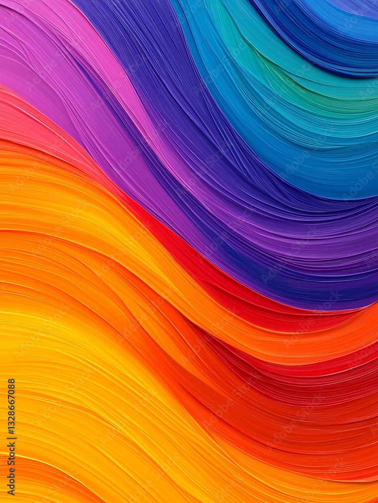 Poster chromatic waves: vibrant, undulating waves of color cascade across the scene, a mesmerizing display 