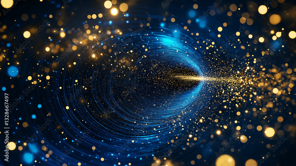 Poster cosmic gateway: an artistic rendition of a swirling vortex of energy, adorned with glowing particles