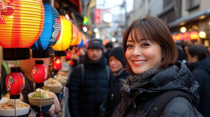 Obraz premium Exploring street food culture tokyo japan night market vibrant atmosphere local cuisine experience