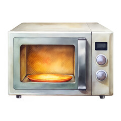 Fototapeta premium Watercolor Microwave Oven isolated on transparent background