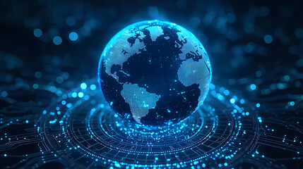 Obraz premium Digital World Map with Data Connections