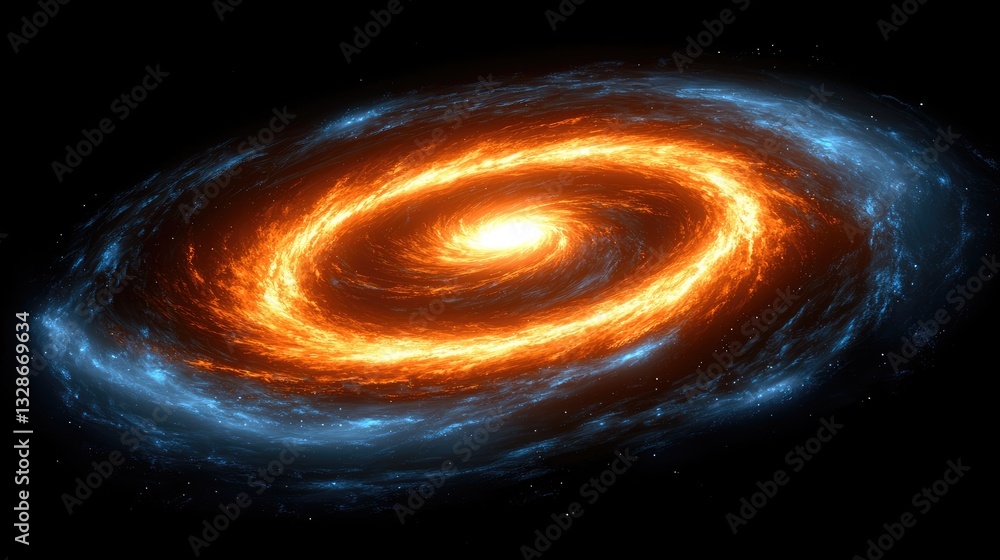 Poster exploring the cosmic dance of a spiral galaxy outer space digital art celestial environment wide ang