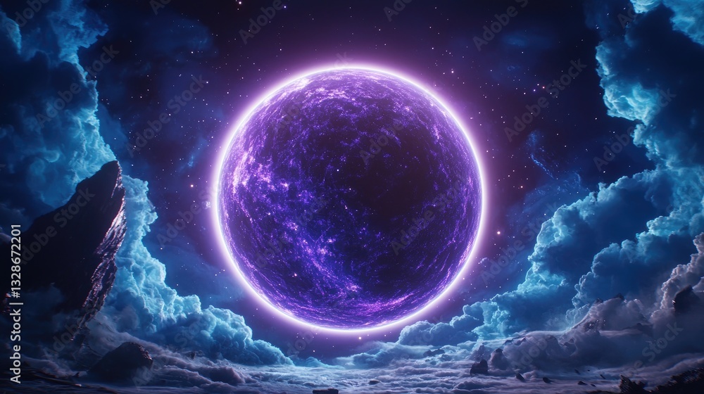 Aufkleber cosmic celestial event outer space digital art surreal environment wide-angle view interstellar conc