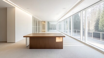 Fototapeta premium Modern Office Space with Large Table and Natural Light Streaming in