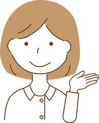 案内をしている白衣を着ている女性
