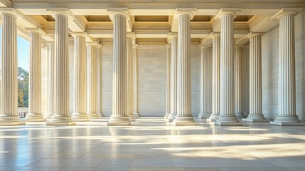 Fototapeta premium Exploring classical architecture monumental hall interior design natural light wide angle timeless beauty