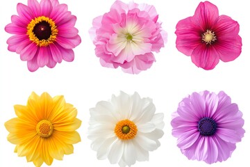 Naklejka premium Set of different beautiful flowers on white background