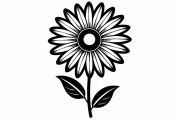 daisy flower line art silhouette vector illustration