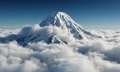 Cloud covered snow mountain