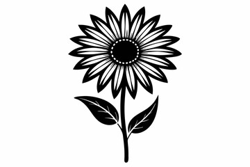 daisy flower line art silhouette vector illustration