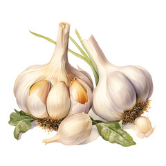 Digital technology garlic watercolor design illustration