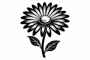 daisy flower line art silhouette vector illustration