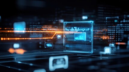 Fototapeta premium Digital data visualization showcase modern tech hub graphic display futuristic environment high-tech viewpoint