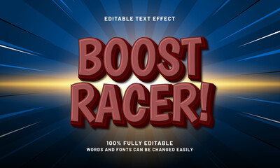 boost racer editable text effect with a race and speed text style