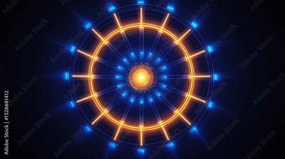 Poster dynamic circular light patterns digital art modern design abstract close-up energy and motion