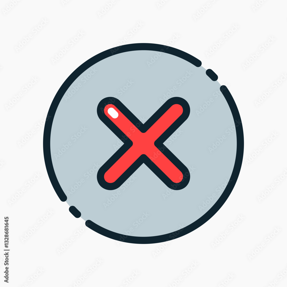 Poster design illustration graphic of wrong mark icon with colored line style. suitable for ui, mobile desi