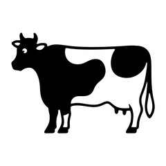 black and white cow icon isolated PNG transparent