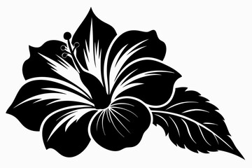 hibiscus flower line art silhouette vector illustration