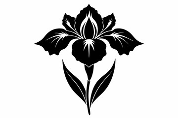 iris flower line art silhouette vector illustration